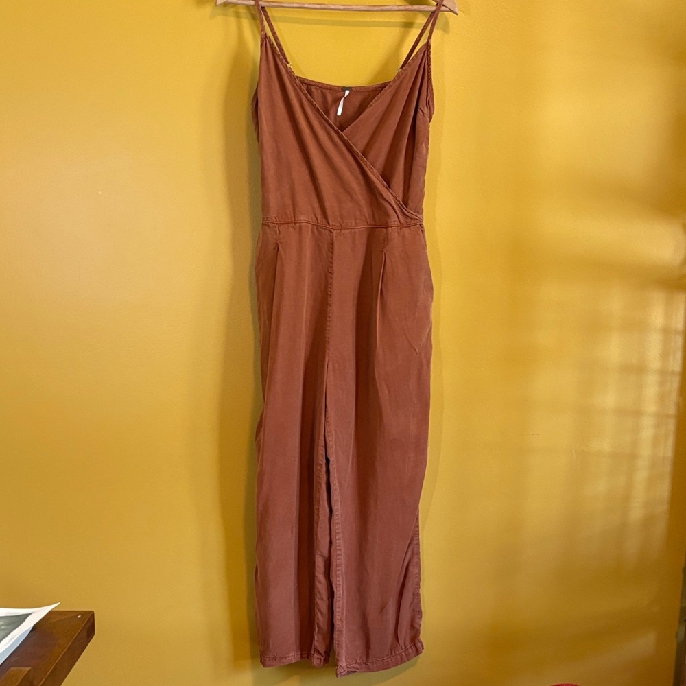 Free People Rust Brown Sleeveless Wide-Leg Jumpsuit